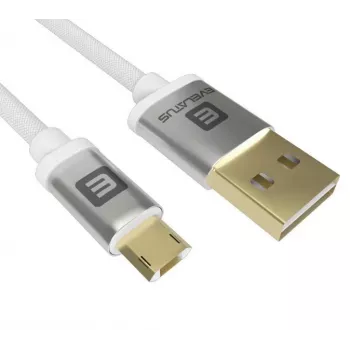 Evelatus cable de datos universal Micro USB EDC02 conectores bañados en oro por ambos lados blanco