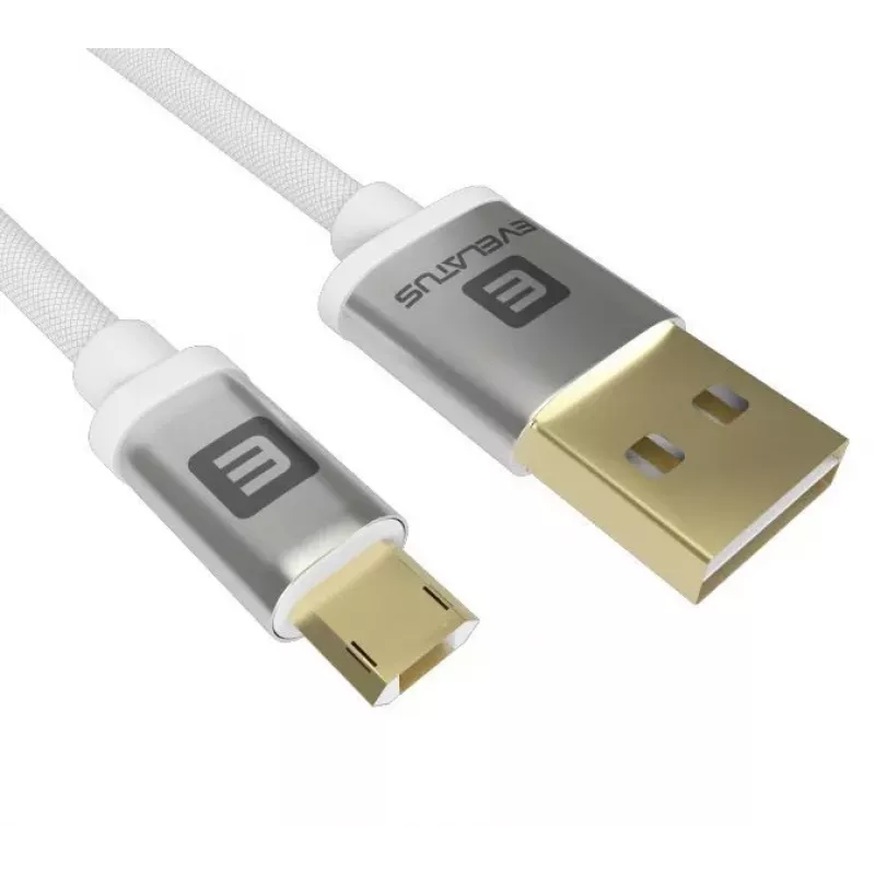 Evelatus cable de datos universal Micro USB EDC02 conectores bañados en oro por ambos lados blanco