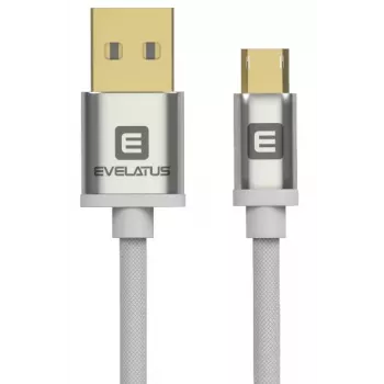 Evelatus cable de datos universal Micro USB EDC02 conectores bañados en oro por ambos lados blanco
