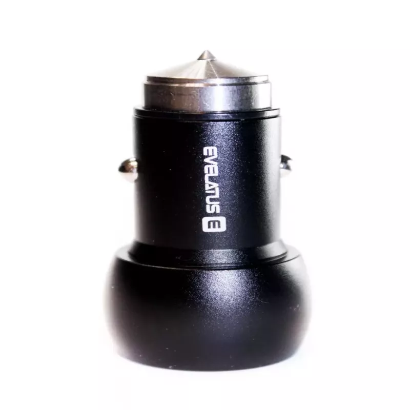 Evelatus EC7DC01 cargador de coche 3,1A 2 puertos USB con herramienta de escape de acero inoxidable negro