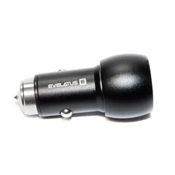 Evelatus EC7DC01 cargador de coche 3,1A 2 puertos USB con herramienta de escape de acero inoxidable negro