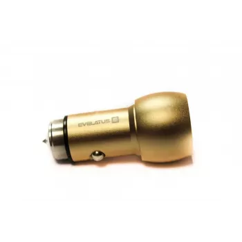 Evelatus ECC01 GOLD cargador de coche 2 puertos USB 3,1A con herramienta de escape de acero inoxidable oro