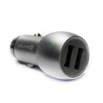 Evelatus Cargador Universal para Coche ECC01 2USB Puerto 3.1A con Herramienta de Escape de Acero Inoxidable Plata