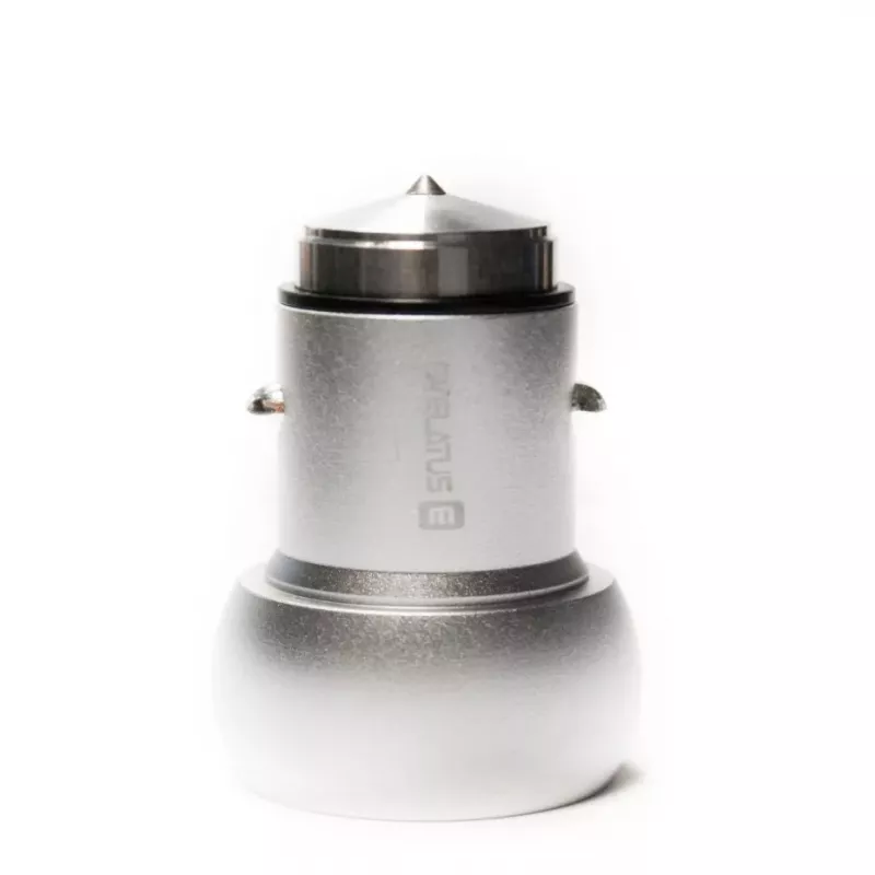 Evelatus Cargador Universal para Coche ECC01 2USB Puerto 3.1A con Herramienta de Escape de Acero Inoxidable Plata