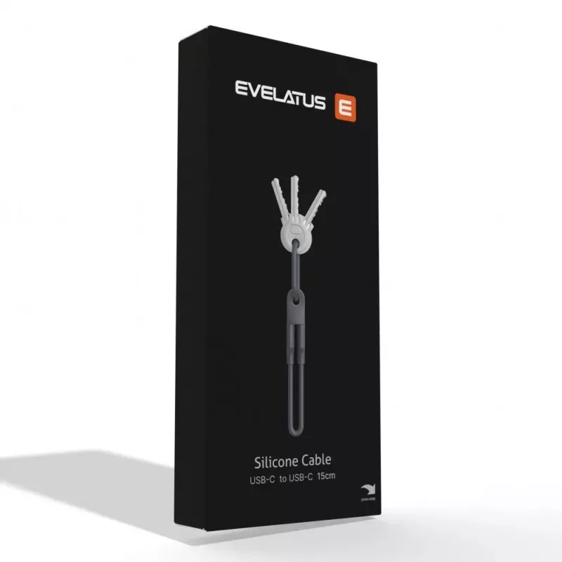 Evelatus cable de silicona USB C a USB C 0,2m gris