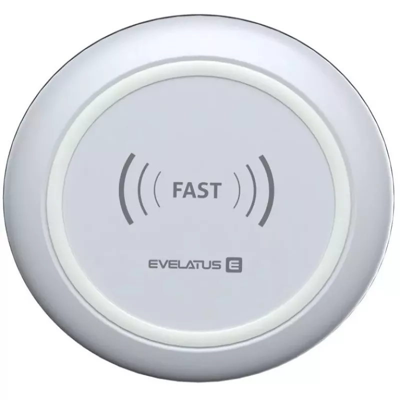 EVELATUS EWC01 Cargador Inalámbrico Blanco - Base de Carga Rápida Qi 10W con Cable Micro-USB