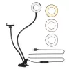Elight TF Pinza de Escritorio Selfie Live Stream Anillo de Luz LED de 11cm con Tubo Flexible de 30cm y Soporte para Teléfono, Negro