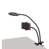 Elight TF Pinza de Escritorio Selfie Live Stream Anillo de Luz LED de 11cm con Tubo Flexible de 30cm y Soporte para Teléfono, Negro