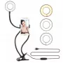 Elight TF Pinza de Escritorio Selfie Live Stream Anillo de Luz LED de 11cm con Tubo Flexible de 30cm y Soporte para Teléfono, Negro
