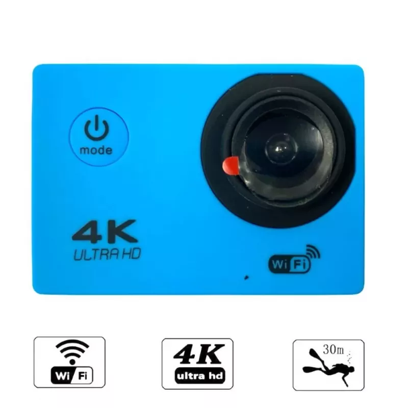 iWear K1 Cámara Deportiva Wi-Fi Ultra HD 4K 16Mpix con Mando LCD de 2 Pulgadas y Set de 8 Montajes