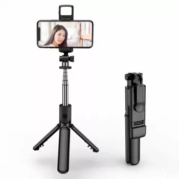 Elight S3L Selfie-Stick con Luz LED 3 en 1 y Trípode para Videollamadas hasta 68 cm con Disparador Negro