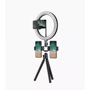 Elight O1 Trípode Flexi Stand 30cm + Anillo LED 10 inch con Mando a Distancia y Teléfono / Fijación de Rosca 3/4 Negro
