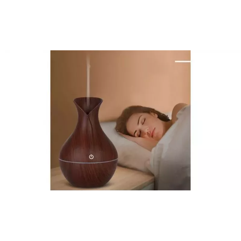 IVY D2 Difusor de Aroma 3 en 1 - Humidificador - Lámpara de Luz Nocturna USB 1,5W 11cm / 300ml Madera Oscura