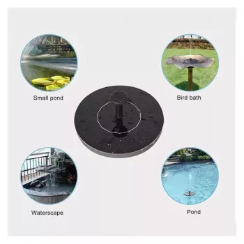 iLike Fuente Solar para Decoración de Jardín Exterior con 3 Boquillas, 16 cm de Diámetro