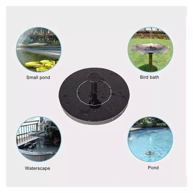 iLike Fuente Solar para Decoración de Jardín Exterior con 3 Boquillas, 16 cm de Diámetro