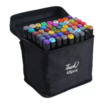 Set super de rotuladores de colores iLike Toy con 48 rotuladores y bolsa de almacenamiento con cremallera