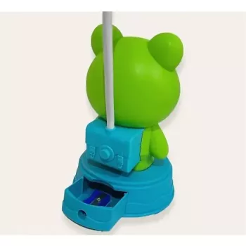 Lámpara de escritorio luz nocturna infantil Kiddyz NL1 Space Froggy (20x10cm) con alimentación USB y sacapuntas verde
