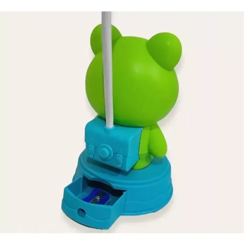 Lámpara de escritorio luz nocturna infantil Kiddyz NL1 Space Froggy (20x10cm) con alimentación USB y sacapuntas verde
