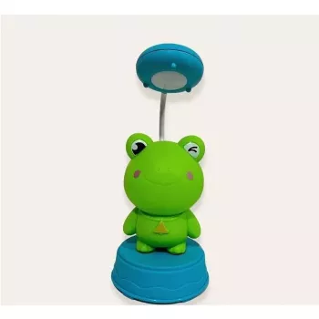 Lámpara de escritorio luz nocturna infantil Kiddyz NL1 Space Froggy (20x10cm) con alimentación USB y sacapuntas verde