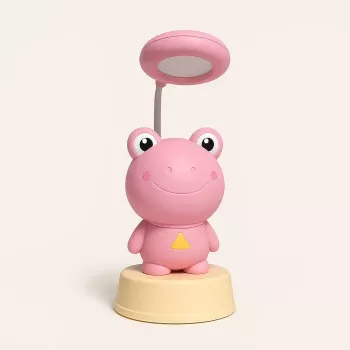 Lámpara de escritorio luz nocturna infantil Kiddyz NL2 Space Froggy (20x10cm) con alimentación USB y sacapuntas rosa