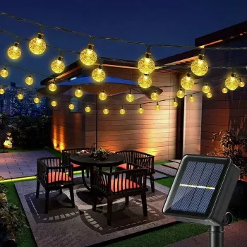 Tira de luces LED solar Elight Garden Decor IP65 de bolas de cristal 7m 40 bombillas blanco cálido