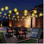 Elight decoración de jardín solar IP65 guirnalda de luces LED con bolas de cristal 7 m 40 bombillas blanco cálido