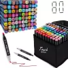 iLike Toy Super Set con 80 rotuladores de colores en bolsa de transporte con cremallera
