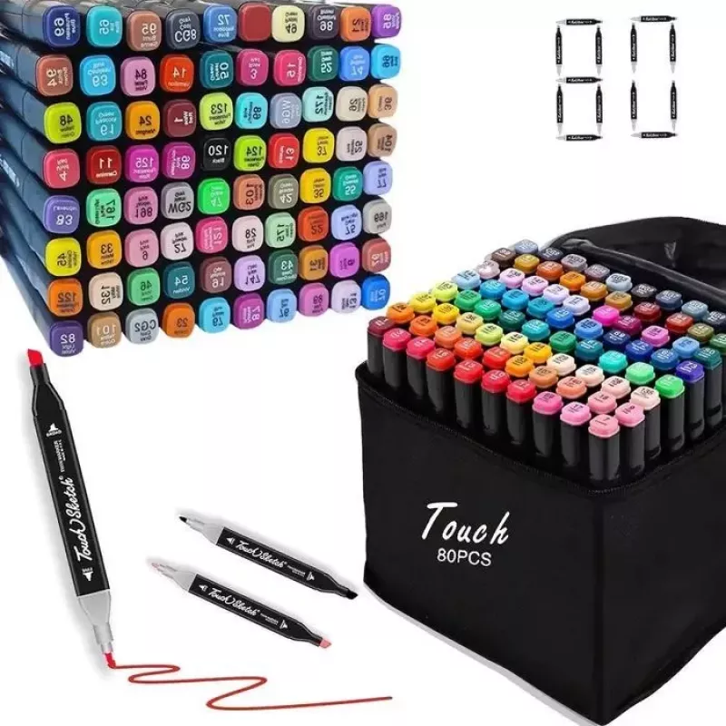 iLike Toy Super Set con 80 rotuladores de colores en bolsa de transporte con cremallera
