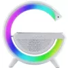 Lámpara altavoz Elight G Shape con iluminación LED RGB y cargador inalámbrico para dispositivos inteligentes blanca