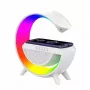 Lámpara altavoz Elight G Shape con iluminación LED RGB y cargador inalámbrico para dispositivos inteligentes blanca