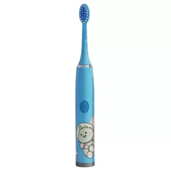 Cepillo de dientes eléctrico sónico infantil Kiddyz T1 para niños de 3-12 años, recargable por USB, 2 cabezales, azul