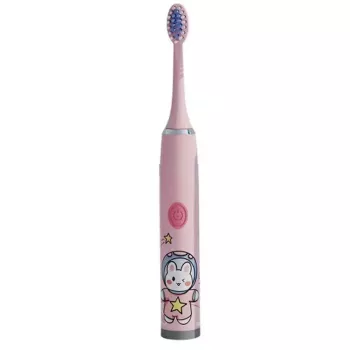 Cepillo de dientes eléctrico sónico infantil Kiddyz T1 para niños de 3-12 años, recargable por USB, 2 cabezales, rosa