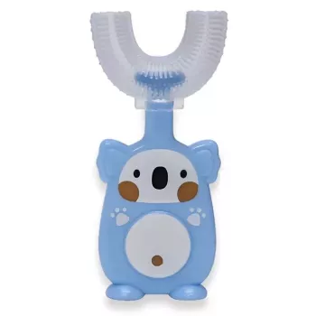Cepillo de dientes manual Kiddyz U1 para niños de 2-6 años, cerdas suaves de silicona en forma de U, estuche antipolvo, azul