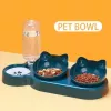 iLike estación de alimentación para gatos y perros 40x22 cm con dispensador automático de agua de 500 ml + 2 cuencos