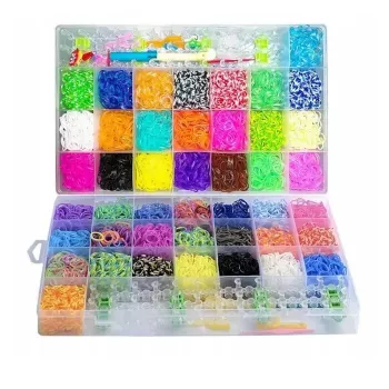 Set de 4400 piezas Kiddyz para hacer pulseras con gomas, ganchos, clips y charms, caja de almacenamiento organizada, multicolor