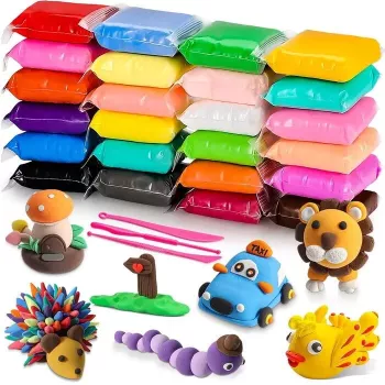 Set de 24 piezas de plastilina Kiddyz, masa blanda de secado al aire, no tóxica, juguete creativo DIY, multicolor