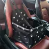Transportín pequeño para perros y gatos iLike para viajes en coche, impermeable y plegable, patrón de huellas negras