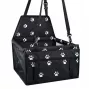 Transportín pequeño para perros y gatos iLike para viajes en coche, impermeable y plegable, patrón de huellas negras