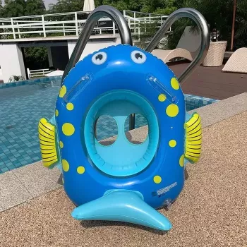 Asiento flotador hinchable para bebé IVY 61×59×28cm en forma de pez con asa de apoyo