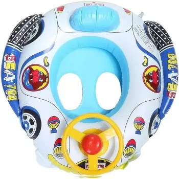 Asiento flotador hinchable para bebé IVY 62×44×25cm diseño de coche con volante, flotador para niños multicolor