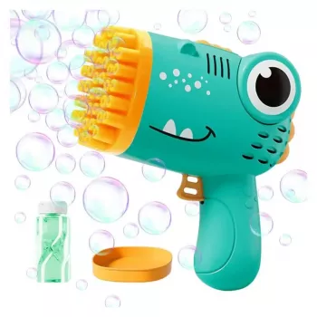 Pistola de pompas de jabón Kiddyz Bubble Gun 40 orificios con soporte para botella para fiestas infantiles en interior y juegos al aire libre