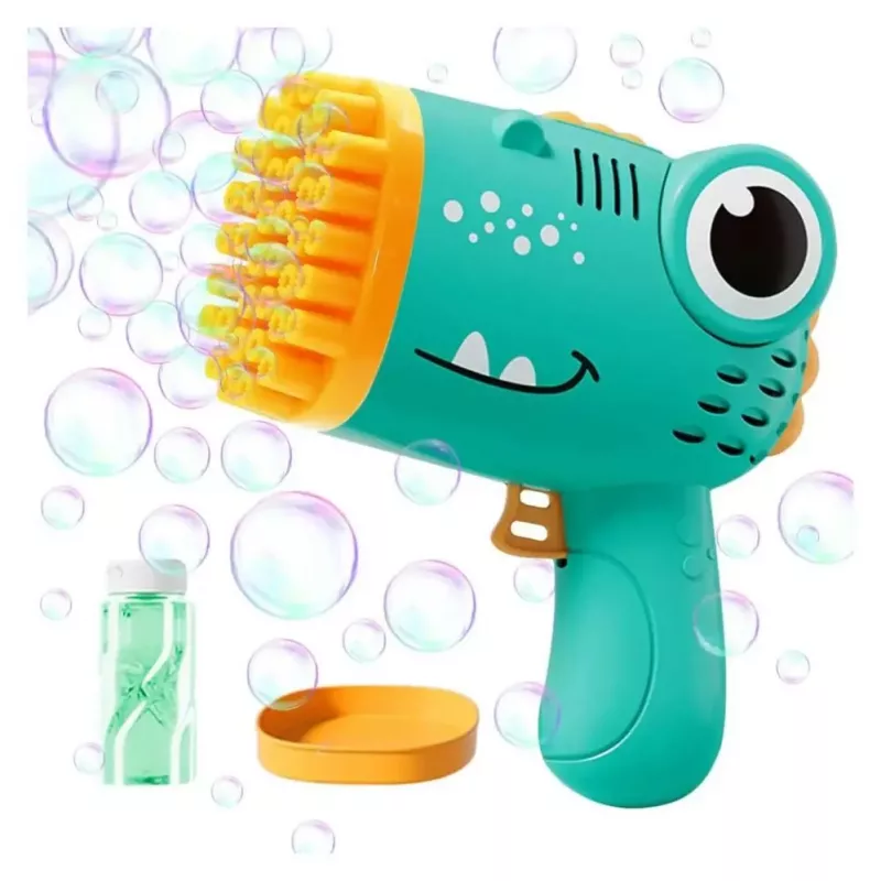 Pistola de pompas de jabón Kiddyz Bubble Gun 40 orificios con soporte para botella para fiestas infantiles en interior y juegos al aire libre