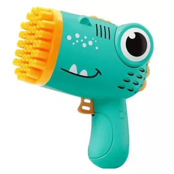 Pistola de pompas de jabón Kiddyz Bubble Gun 40 orificios con soporte para botella para fiestas infantiles en interior y juegos al aire libre