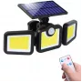 Elight Luz de pared solar con sensor 3en1 LS6 con detector de movimiento, mando a distancia y panel solar con cable Negro