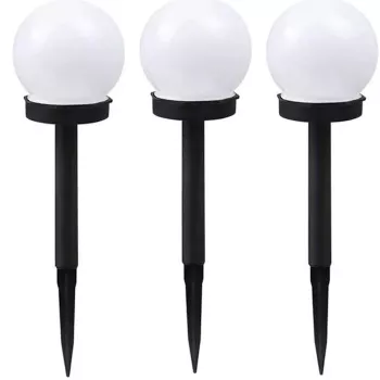 Elight Set de 3 luces solares de jardín globo 10cm LED blanco frío con sensor crepuscular resistente al agua Negro