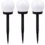 Elight Set de 3 luces solares de jardín globo 10cm LED blanco frío con sensor crepuscular resistente al agua Negro