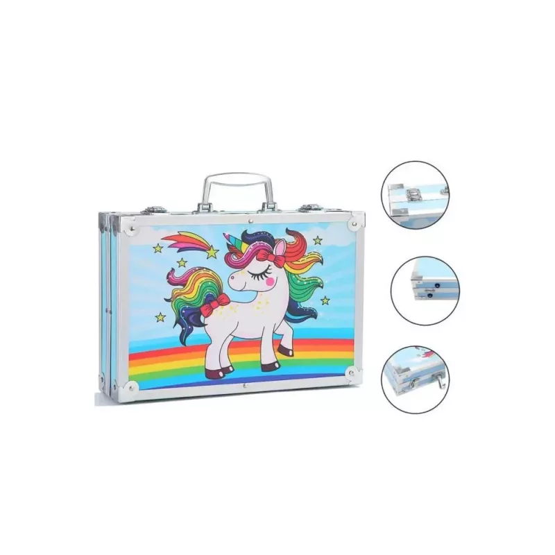 iLike Set de papelería y arte para niños 145 piezas kit creativo de dibujo estuche azul Kiddyz KIDD-ART-145B-BL