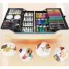 iLike Set de papelería y arte para niños 145 piezas kit creativo de dibujo estuche rosa