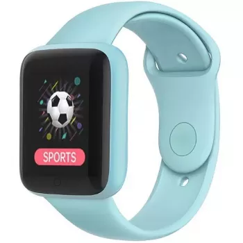 iWear M7 reloj inteligente Smart & Fit con pantalla táctil completa de 1,3 pulgadas IPS, control multimedia, frecuencia cardíaca, presión arterial, Azul claro