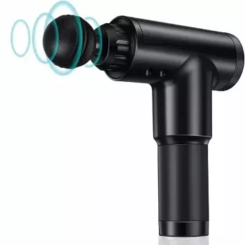 iLike GG Pistola de masaje muscular fascial portátil con vibración variable de 6 niveles + 3 accesorios negro